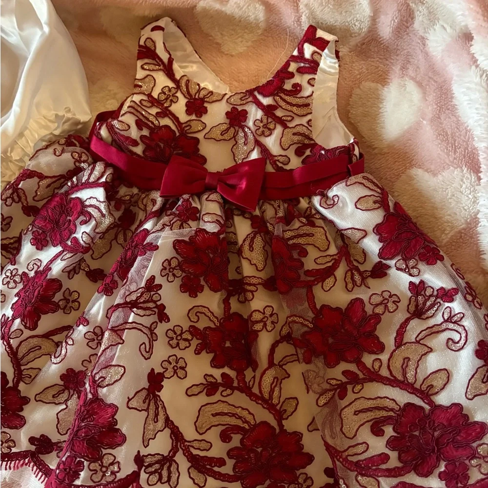 American Princess Red and White Floral Diaper Cover Set